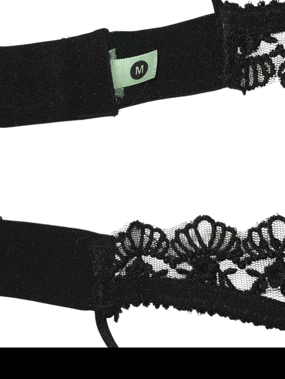 Medium Black Scalloped Lace Bralette Adjustable Spaghetti Straps Stretchy Band - Picture 3 of 5